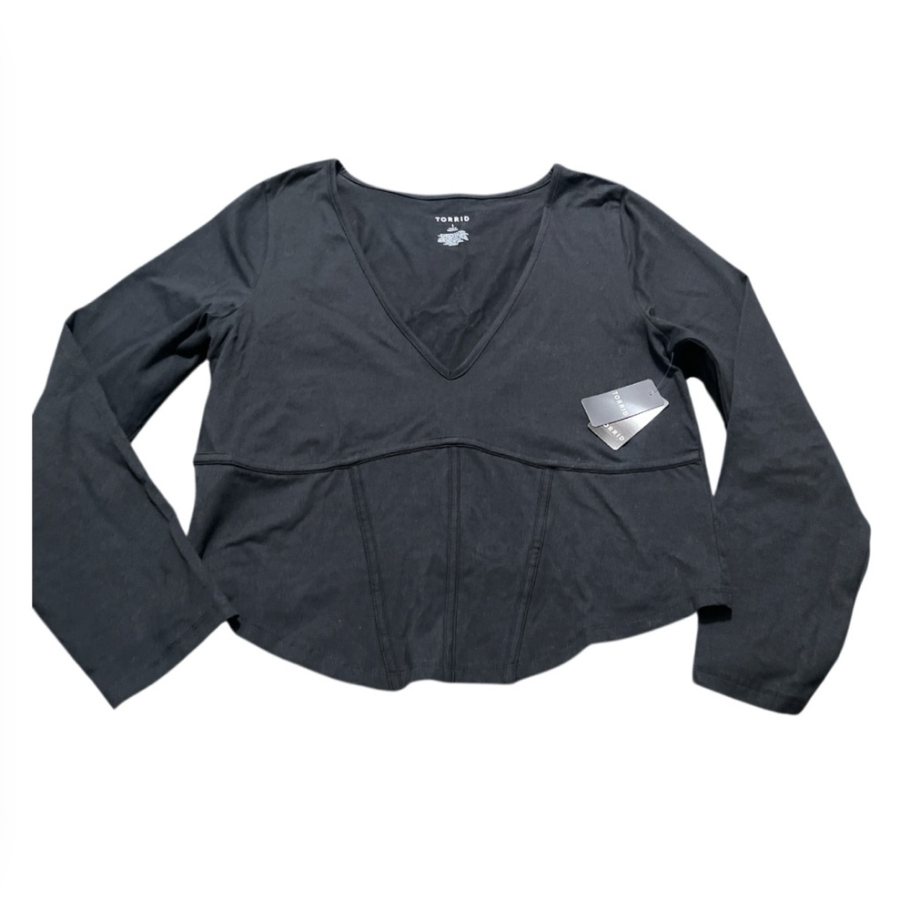 Torrid Black V-Neck Long Sleeve Top